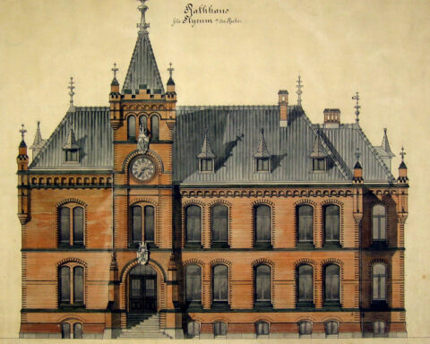 Bauplan für das Rathaus in Styrum (Quelle: Stadtarchiv)